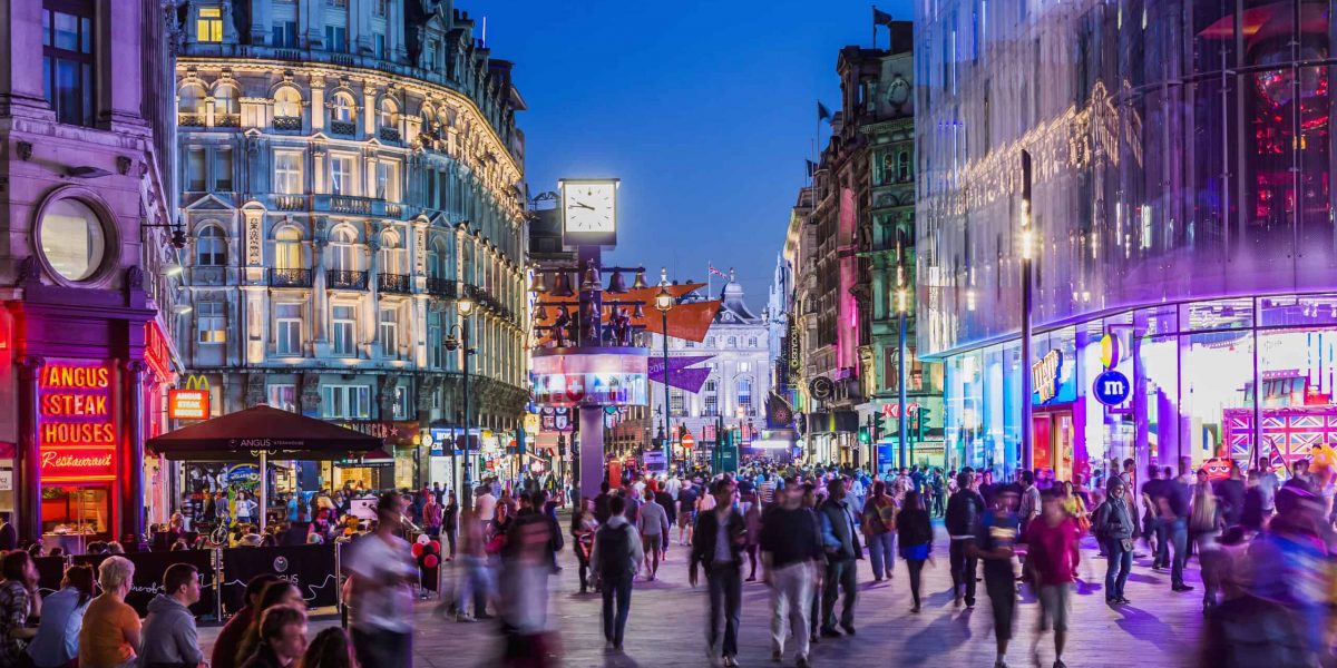 West End, people in Leicester Square